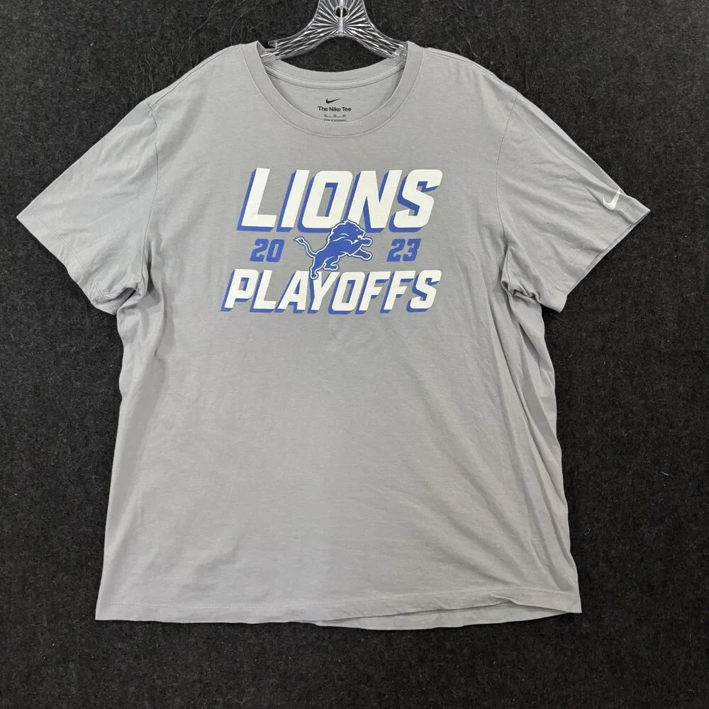 Detroit Lions Shirt Men's XL Gray 2023 Playoffs NFL Football Nike Graphic Tee
